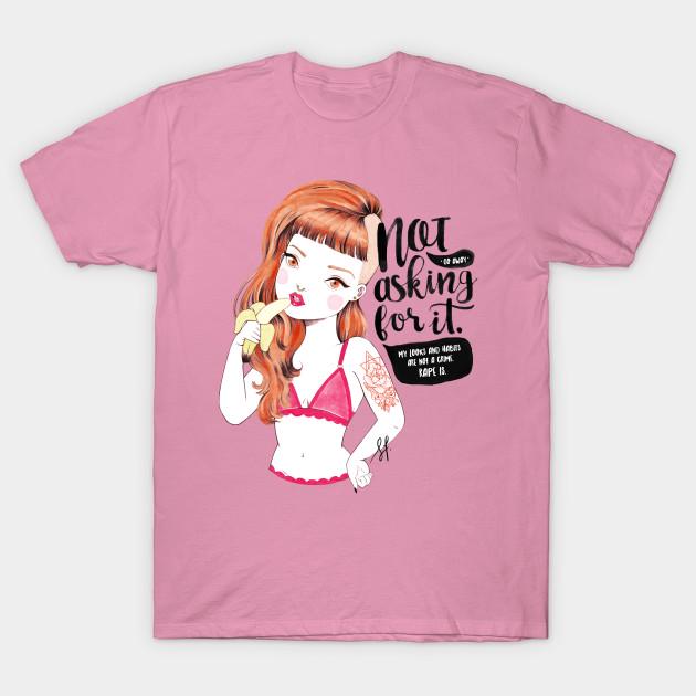 T Shirt Women Not Asking For It Harajuku Print Kawaii Tshirt Summer Short Sleeve Female T-Shirt Top Tee