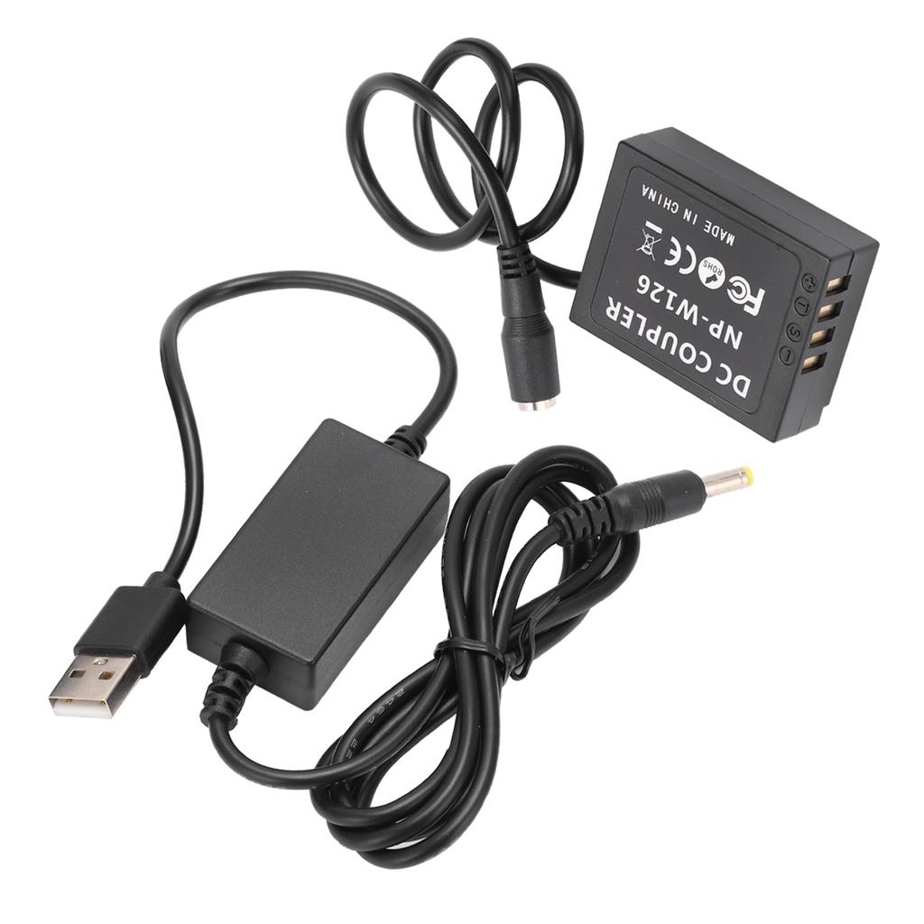 NP‑W126 Dummy Battery DC Coupler Power Adapter with USB Drive Cable for Fujifilm XT2 XT3 XT20 XH1 XT20 X100F