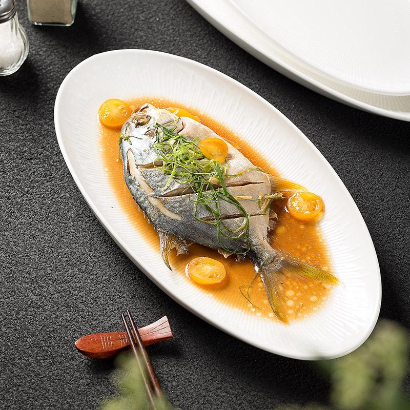Creative Underglaze Colorful Fish Plate B & B Tableware New Steamed Fish Plate Oval Dumpling Plate Oven Premium Vegetable Plate