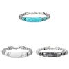 Geometric Turquoise Stainless Steel Bracelet For Men With Vintage Style For Gift Giving
