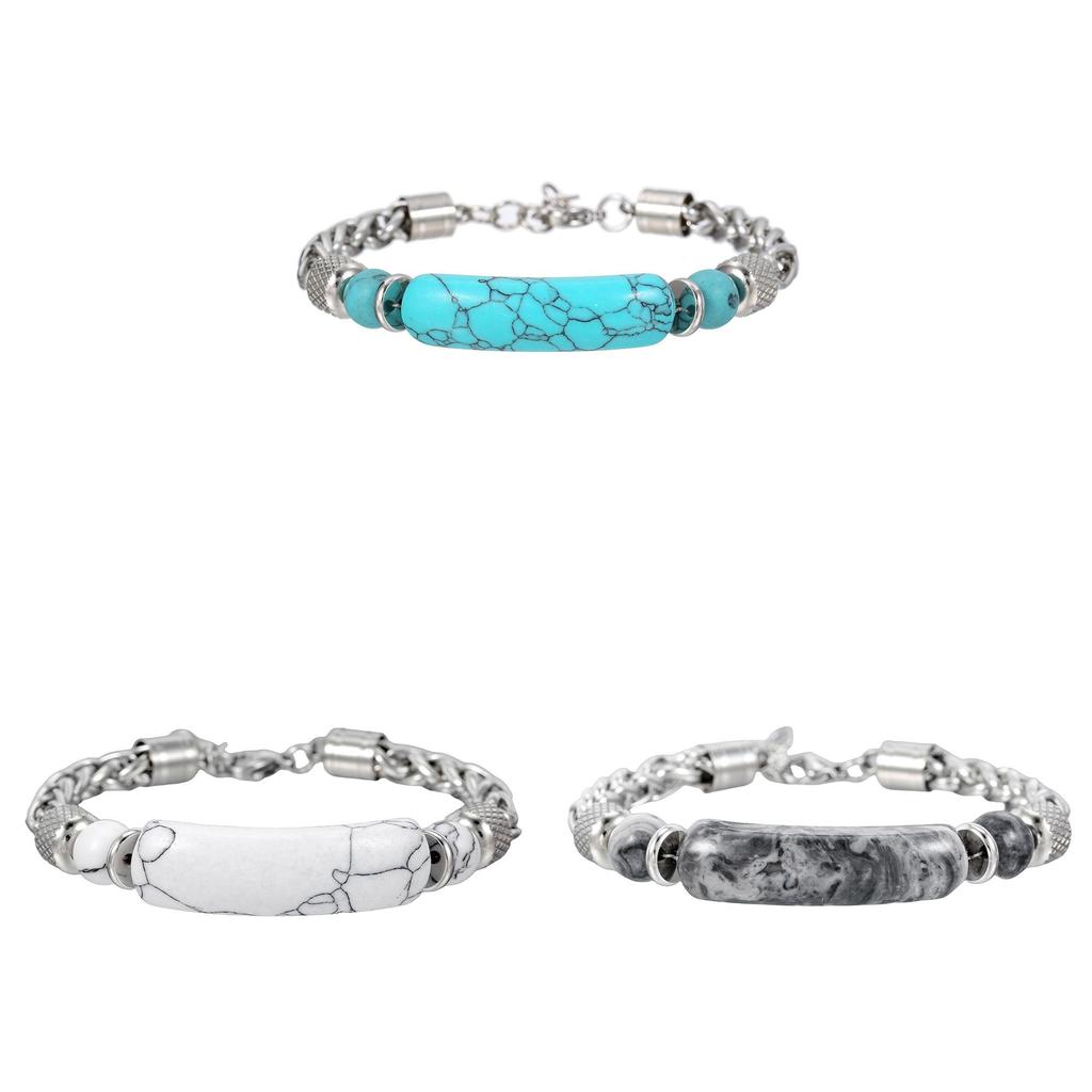 Geometric Turquoise Stainless Steel Bracelet For Men With Vintage Style For Gift Giving