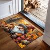 1 Stück Herbst-Gnom & Eichhörnchen Rutschfeste Fußmatte - 1,2 cm Dicke Polyester Rechteckige Matte, Maschinenwaschbar Saisonale Thanksgiving-Dekoration für Eingangsbereich, Küche