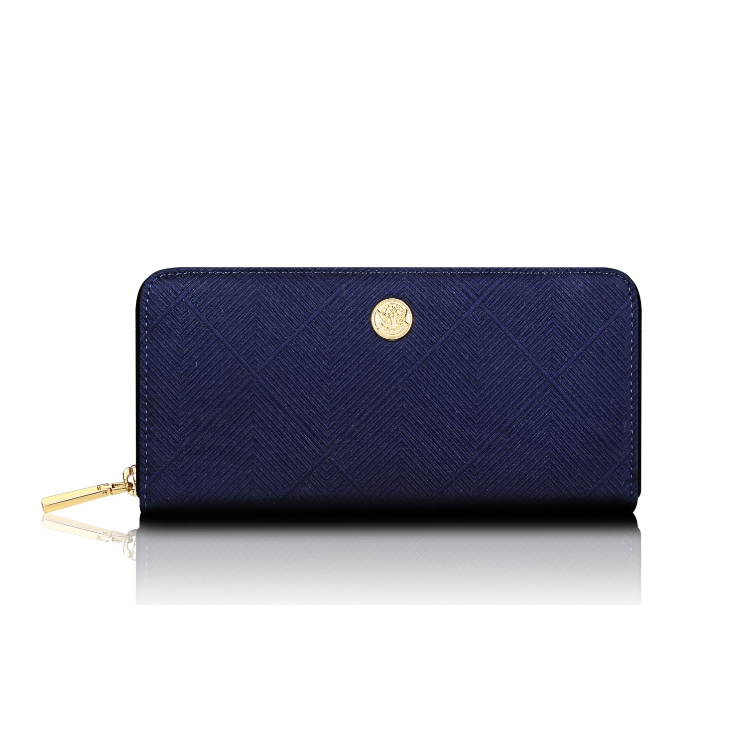 Blue Impulse Kyoto Long Made by Traditional Craftsmen with a Crest Design [FULTON] Nishijin-ori Wallet, синий