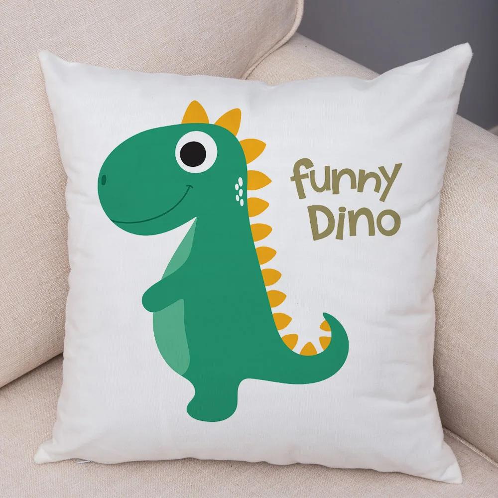 Niedlicher Jurassic Dinosaurier Kissenbezug Dekorative Cartoon Tier Kissenhülle Kinderzimmer Sofa