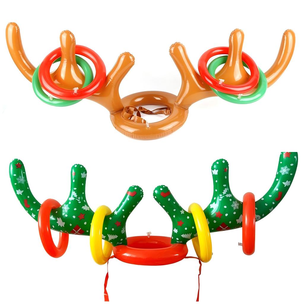 Gioco di lancio dell'anello di corna di renna gonfiabile per le vacanze di Natale Gioco di festa di Natale Fascia per capelli Giocattoli gonfiabili Festa Famiglia Scuola Oggetti di scena Gioco
