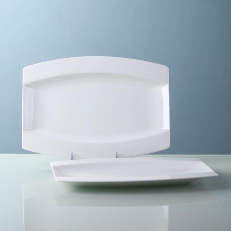 Haoya 12-inch Pure White Oval Ceramic Fish Steaming Plate, 2-Pack