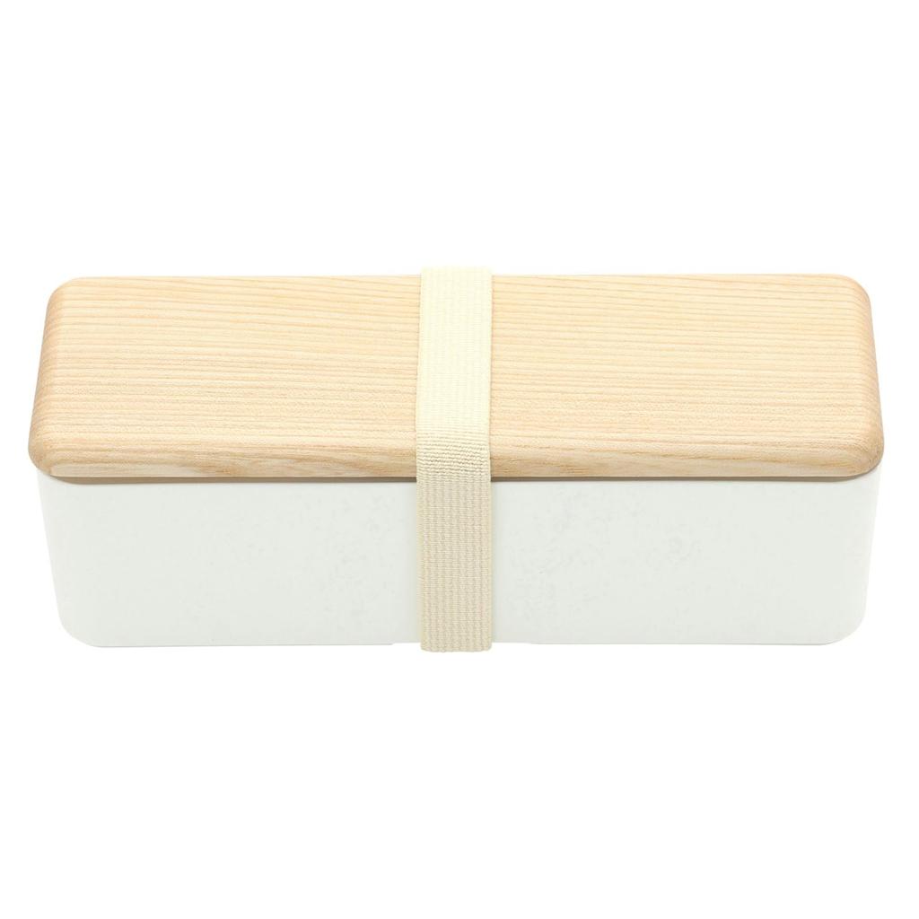 Miyoshi Seisakujyo BENTO Beautiful Streamlined Wood Grain Lunch Box with Wooden Lid Made from Hokkaido Cork Slim Lunch x x Stylish Lunch Box for Women