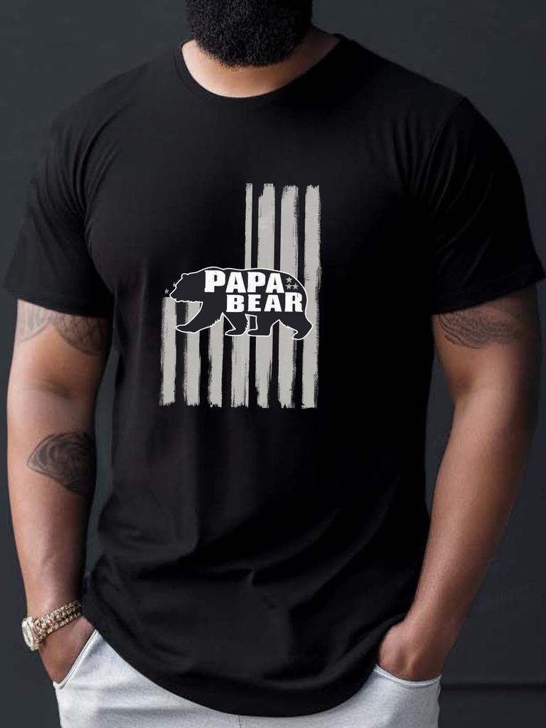 Papa Bear American Flag Graphic TShirt 100 Cotton ONeck Short Sleeve Summer Casual Mens Tshirt Streetwear