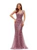 Ever-Pretty Women's Classic Double V-Neck Sequin Fishtail Maxi Dresses Evening Gowns