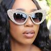 Vintage Oversized Cat Eye Sunglasses Women Luxury Designer Punk Sun Glasses Trendy Sexy Ladies Shades Diamond Cake