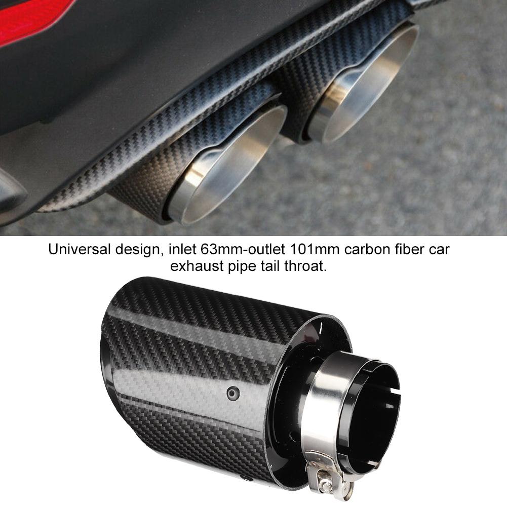 Car Modification Universal Carbon Fiber 63mm Inlet 101mm Outlet Exhaust Tail Pipes Tail Throat