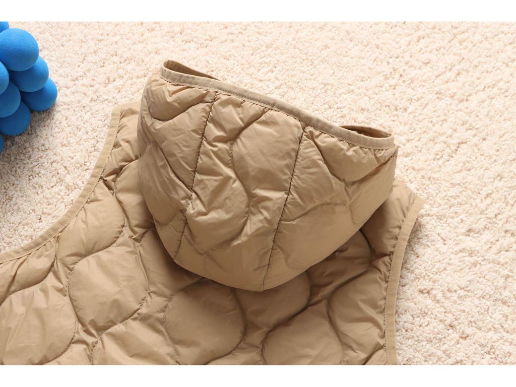 Women's Petite Hooded Lightweight Down Jacket, Autumn/Winter, Diamond Pattern, White Duck Down, Short Style.