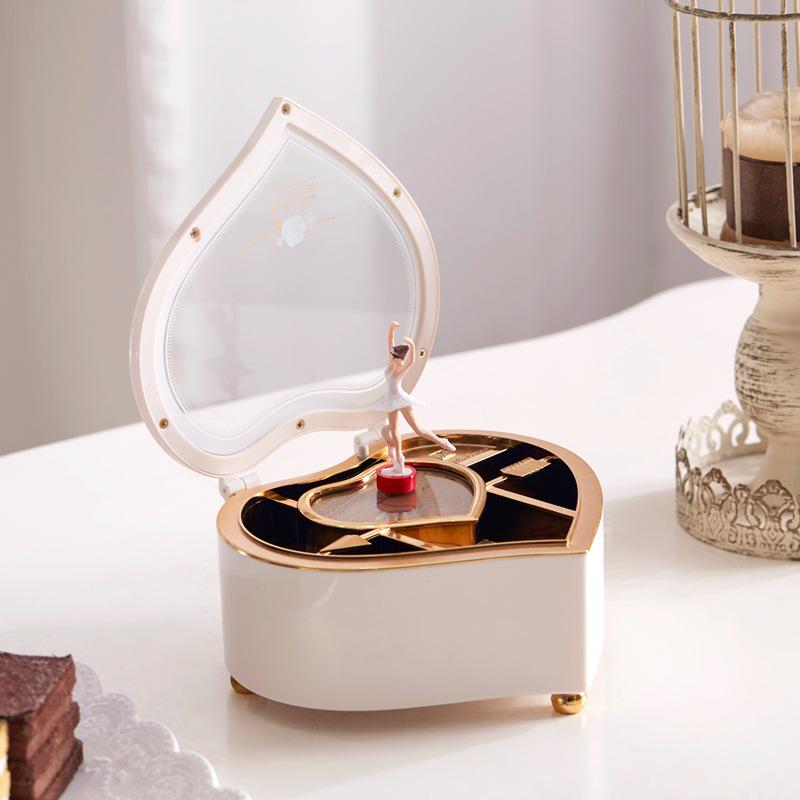 Rotating Heart-Shaped Music Box for Girls