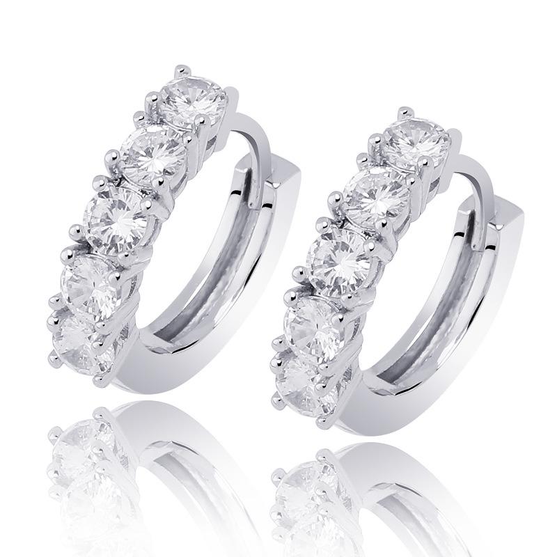 Zircon Hip Hop Hinged Hoop Earrings: Single Row Bling for Trendsetting Couples