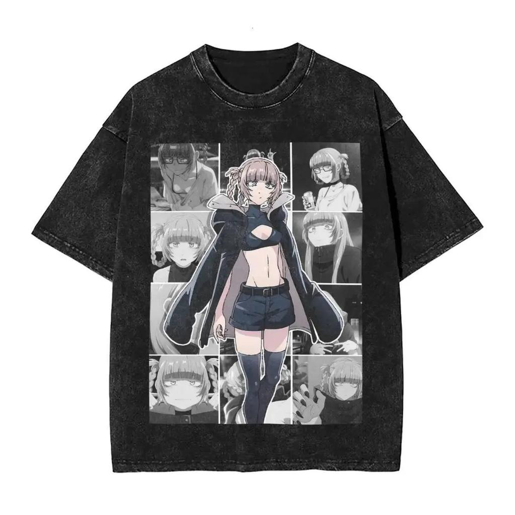 Haru Nanakusa Print T-shirt Call Of The Night Clothing Men Women Short Sleeve Tshirts Vintage Washed T Shirt Cotton Streetwear