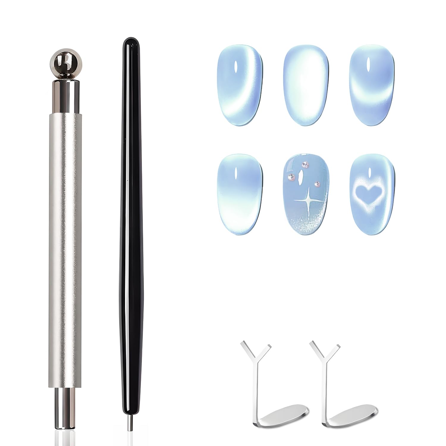 

4Pcs Cat Eye Magnetic Stick Set Double-Headed Thickened Cat-Eye Magnetic Stick Cylindrical French Magnet Pen Cat Eye Magnet Tool срібний