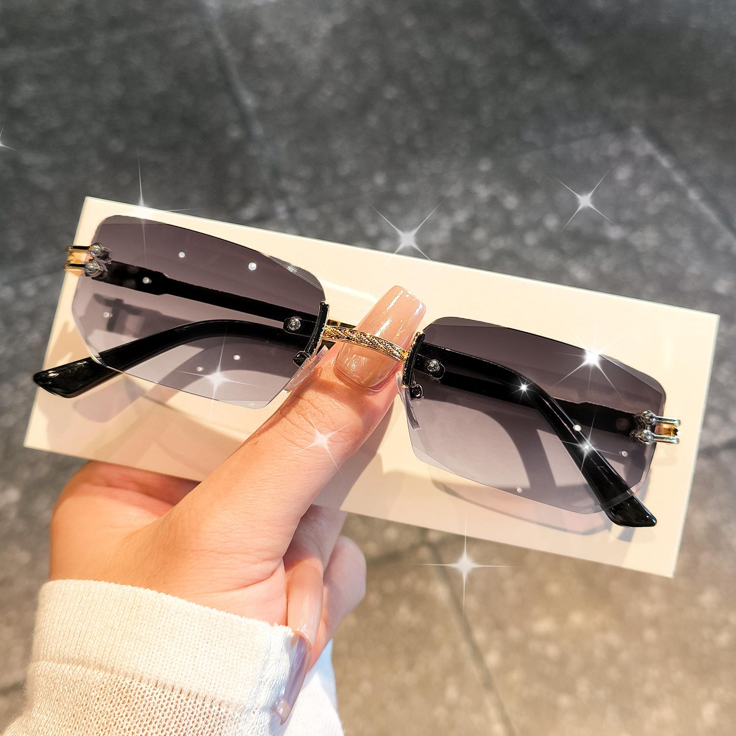 

Винтажные безободковые мужские женские модные солнцезащитные очки Модные ретро мужские очки Популярные женские модные солнцезащитные очки