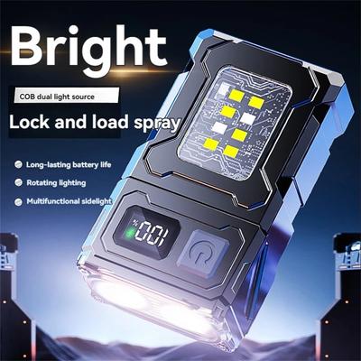 Torcia a Portachiavi LED SMD COB ad Alta Potenza 5000LM Tipo-C Ricaricabile IP45 Impermeabile Compatta Portatile Lanterna da Lavoro