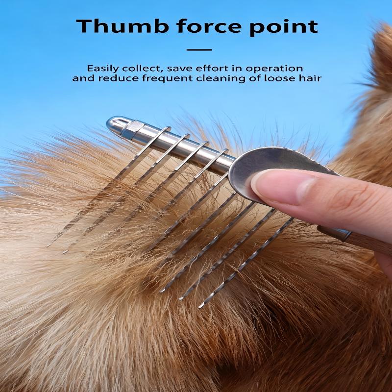 Dog And Cat Dematting Brush & Undercoat Rake, Professional Pet Dematting Comb With Wood Handle, Stainless Steel Deshedding Tool