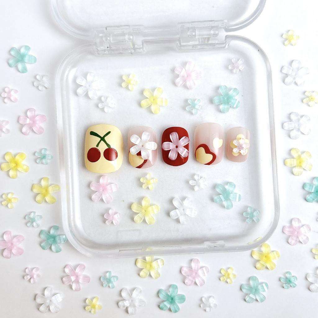 Summer New Flower Nail Art Rhinestones Ice Transparent Size 6mm 10mm Five-Petal Flower Resin Accessories Materials