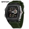 Sanda Men's Trendy Multi-Window Fashionable Watch: 3D Stereo Stopwatch, Waterproof, Alarm Clock, Multifunctional Electronic Design.