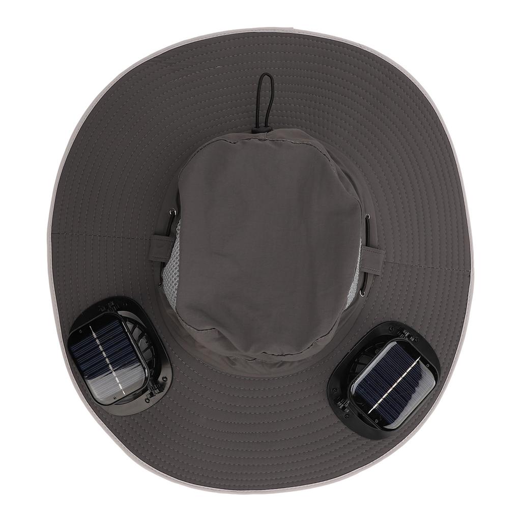 Mens Sun Hat with 2 Solar Fans Nylon UPF50 Wide Brim Fast Drying USB Rechargeable Summer Cooling