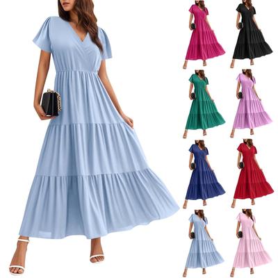 Women's Flowy Dresses Women's Summer Dresses Casual Short Sleeve Maxi Dresses Formal Maxi Dresses