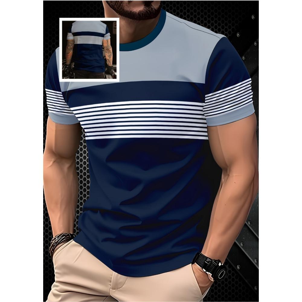 

Мужская и детская футболка оверсайз, летняя модная повседневная футболка с круглым вырезом и коротким рукавом, мужская футболка в полоску с принтом 5XL