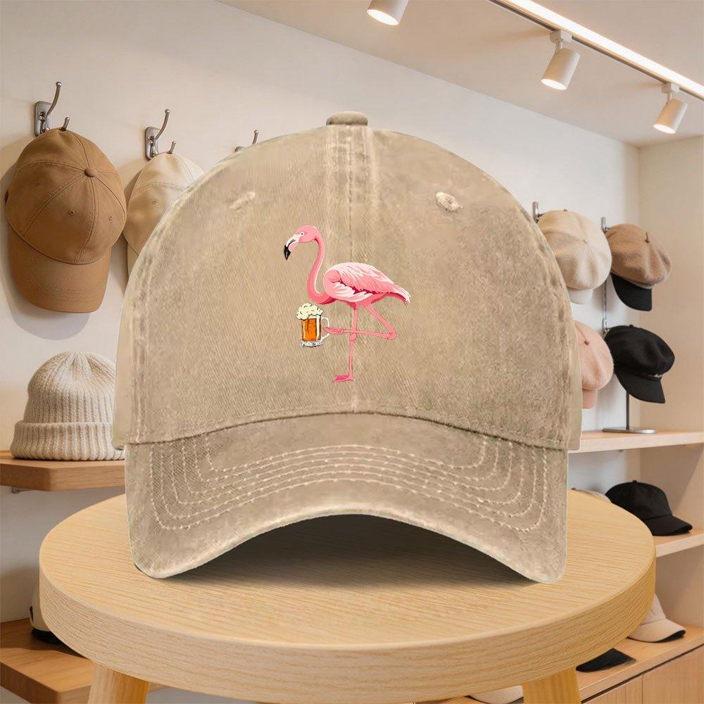 Herren Baseballkappe mit Flamingo-Bier-Grafik Modische Lässige Verstellbare Mütze für Frühling Herbst Ausflüge Reisen Strand Vaca
