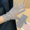 1 Pair Breathable Sunscreen Gloves Quick Dry Thin Lace Mesh Gloves Sun Protection Floral Printed Summer Driving Mittens Women