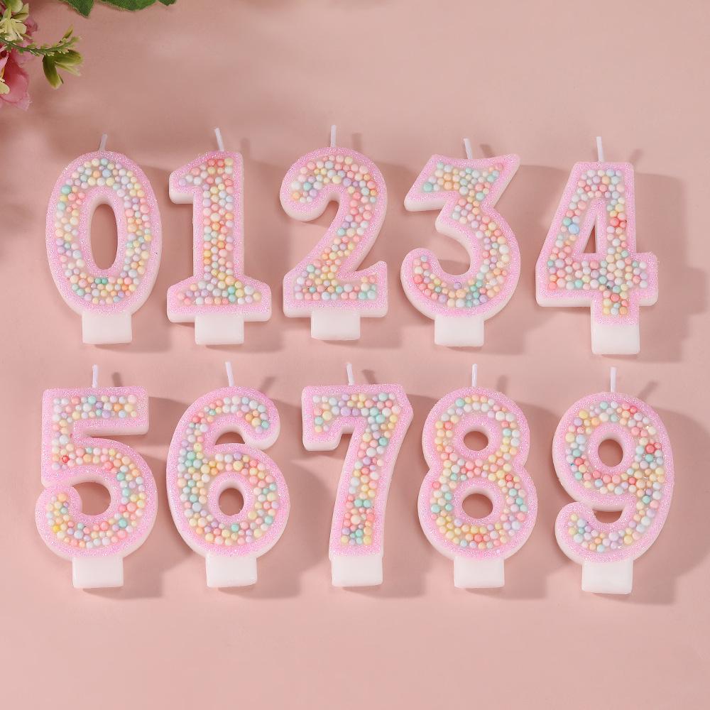 Creative Pink Foam Balloon Candle - Macaron Number Birthday Cake Decoration