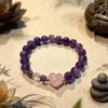 Natürliches Amethyst- und Rosa-Kristall-Perlenarmband - Einfacher Chinesischer Stil