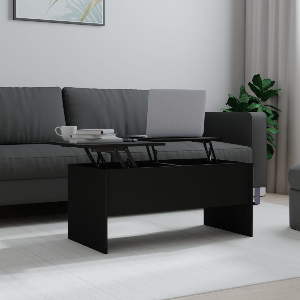 Coffee Table, Black 102x50.5x46.5 Cm, Wood-based Material