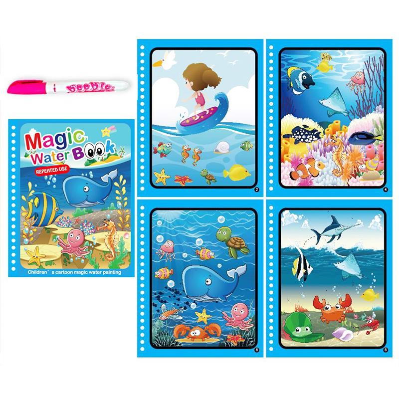 Jucării pentru Educație Timpurie Copii Carte Magică cu Pix Desen cu Apă Jucării Montessori Cadou Carte de Colorat Reutilizabilă Carte de Desen Magică