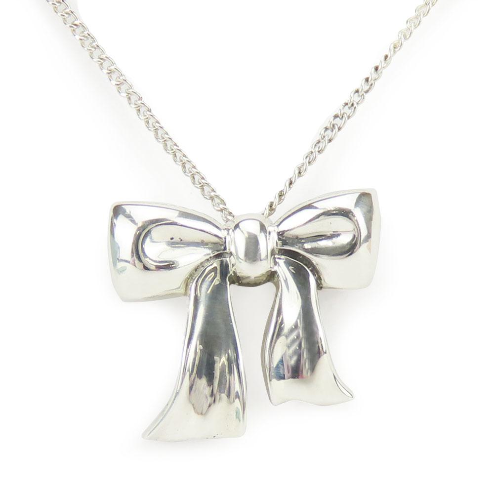 Used TIFFANY&Co. Necklace Silver925 2.8g Silver Ribbon motif