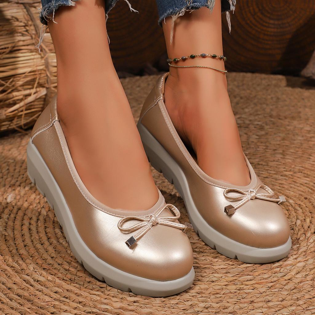 Plus Size Shoes for Women 35-42 Spring Autumn 2026 Women Platform Wedges Slip on Flats Round Toe Comfortable Zapatos De Mujer