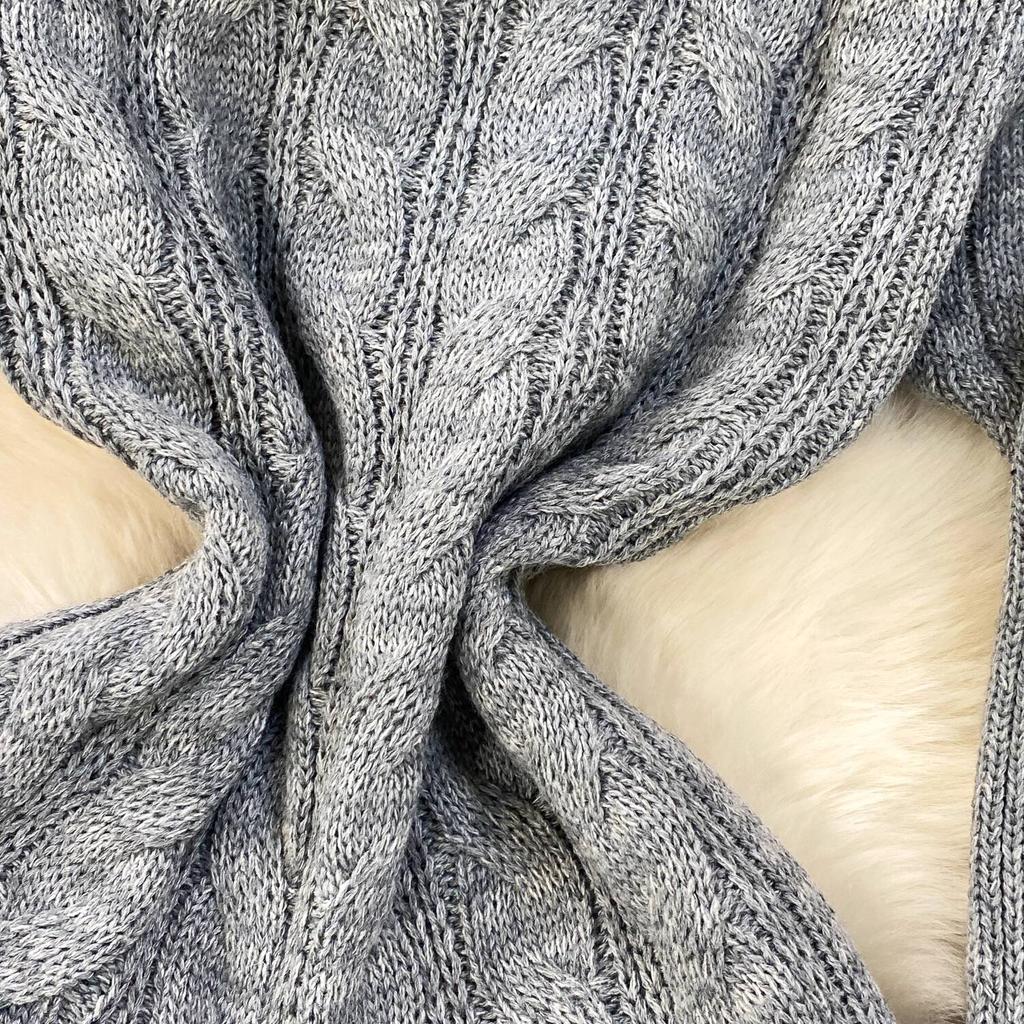 Gray Fashion Turtleneck Sweater Dress For Women New Autumn Winter Chic Long Sleeves A-Line Pullover Loose Knitted Dresses