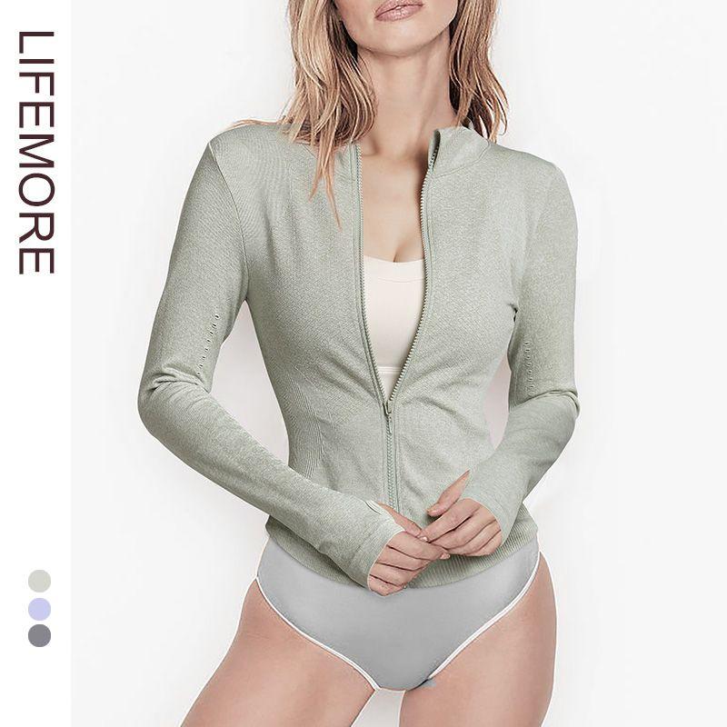 

Long Sleeve Yoga Wear Running Zipper Women s Spring and Autumn Workout Clothes Shanlan Green L