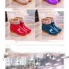 Women's Fashion Anti Slip Waterproof Short Tube With Cotton Rain Boots Kitchen Work Rubber Shoes