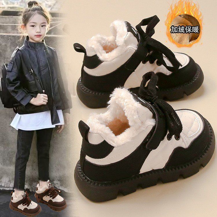 Mädchenschuhe große Baumwollschuhe gefüttert und verdickt 2025 Winter neue Kinder Sportschnee Stiefel mittlere ältere Kinder und Mädchen warm halten