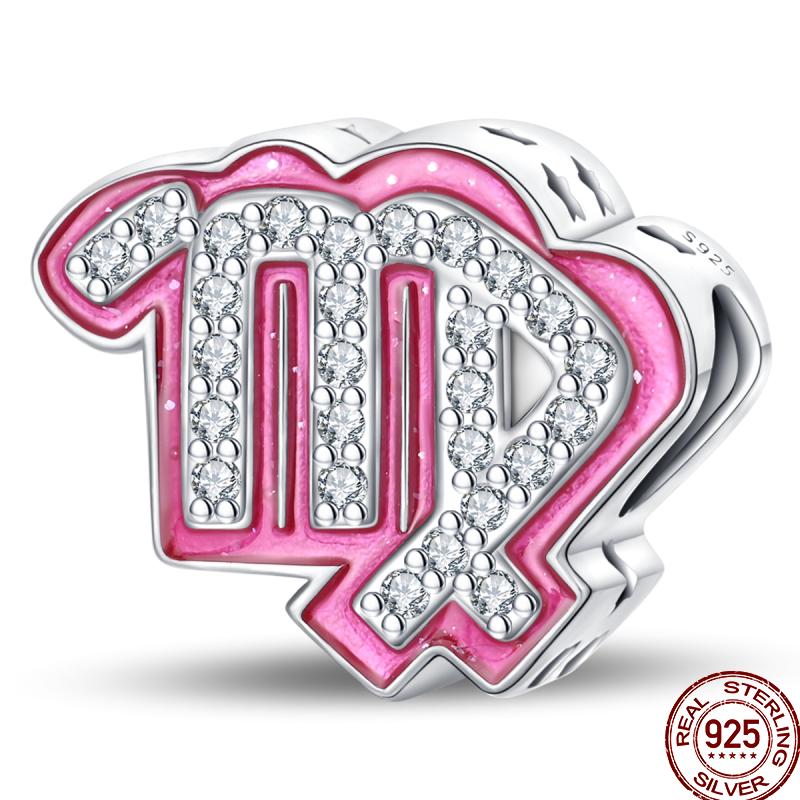 Neue Kupfer 12 Tierkreis Glücksperlen Glänzende Prinzessinnenrosa Perlen Geeignete Passform Pan Original Armband DIY Geschenk