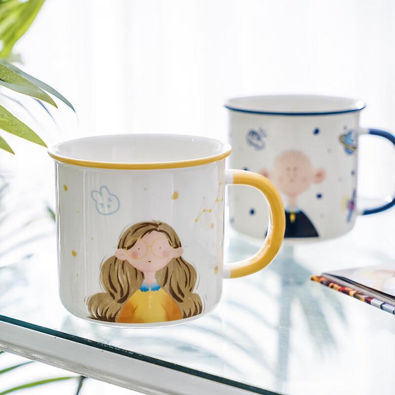 Changbaosen Nordic Hand-Painted Ceramic Couple Mug Set