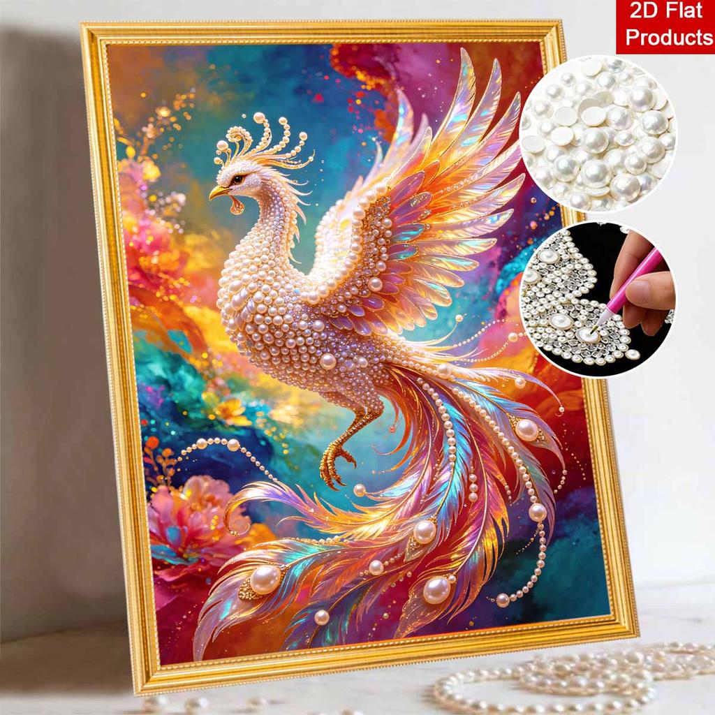 Shiny Pearl Elegant Phoenix Bird DIY Painting Creative Bead Art Craft Household Wall Decoration Nice Present For Art Hobbyists Home Ornament Decor