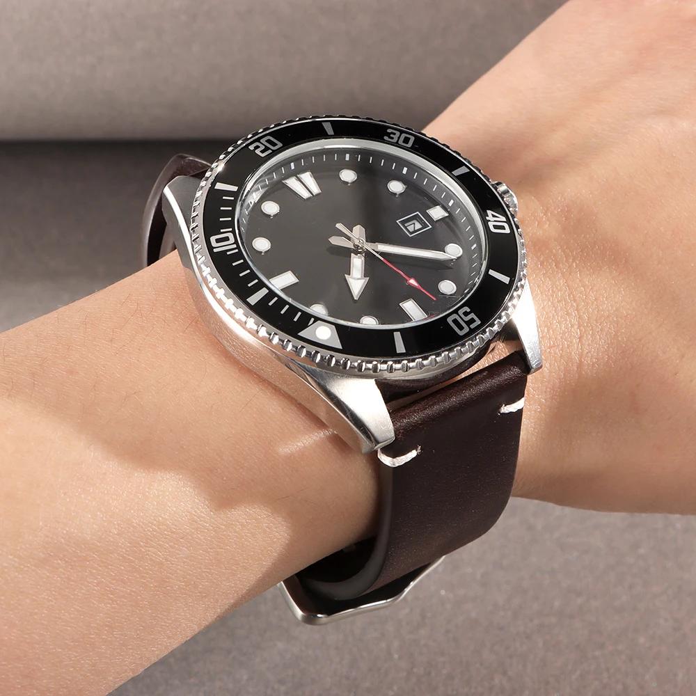18/19/20/21/22/24mm Handmade Watch Band Vintage Oil Wax Cowhide Watch Strap Blue Red Green Quick Release Bracelet for Men Women