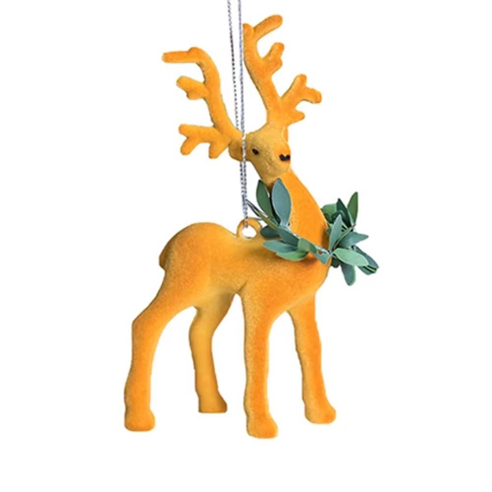 Cute Christmas Wreath Plush Reindeer Flocking Xmas Tree Hanging Ornaments  Home Xmas Decoration