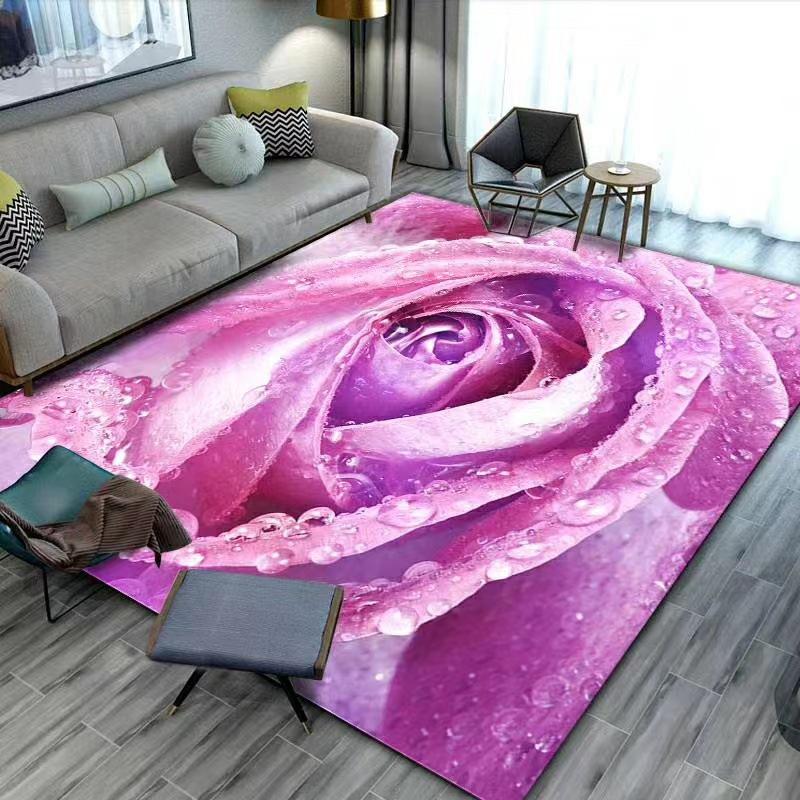 Flower Carpet Retro Printed Abstract Carpet Living Room Tea Table Mat Home Room Carpet Mat