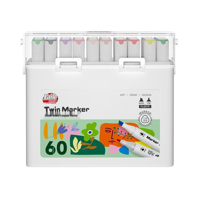 Popular Quick-Dry Double-Ended Marker Set: 12, 24, 36, 48, 60 Colors with Triangular Barrel and Eco-Friendly Ink.