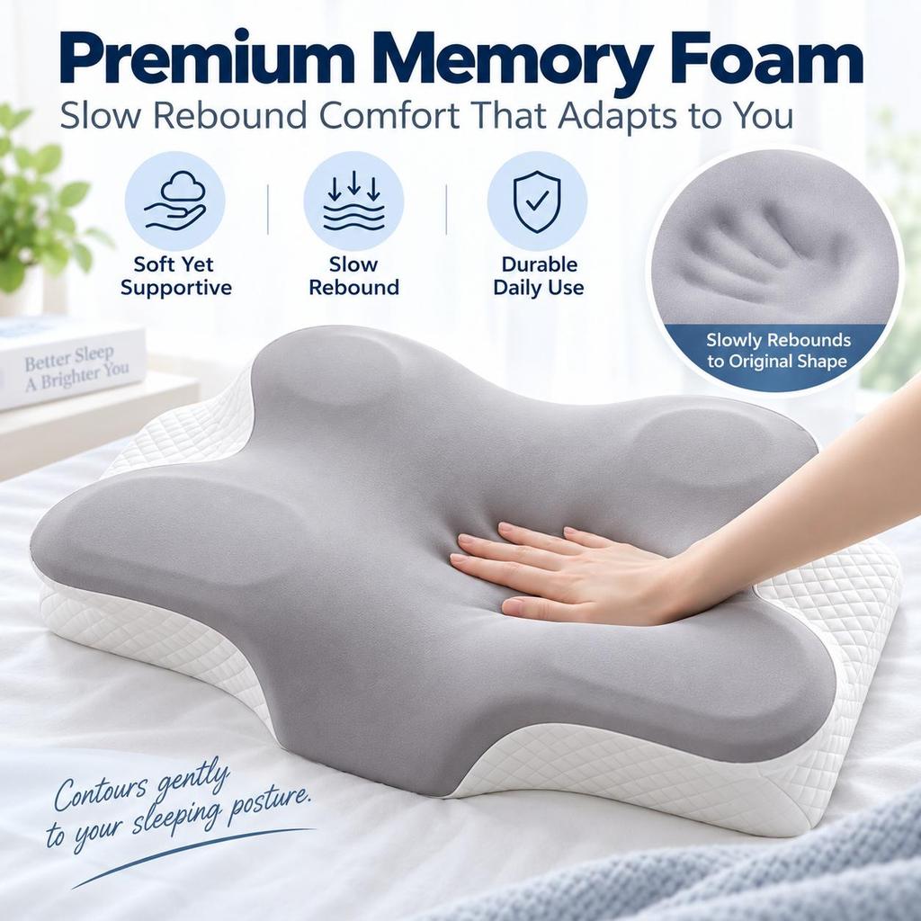 Ergonomisches Nackenkissen, Orthopädisches Bettkissen aus Memory-Schaum