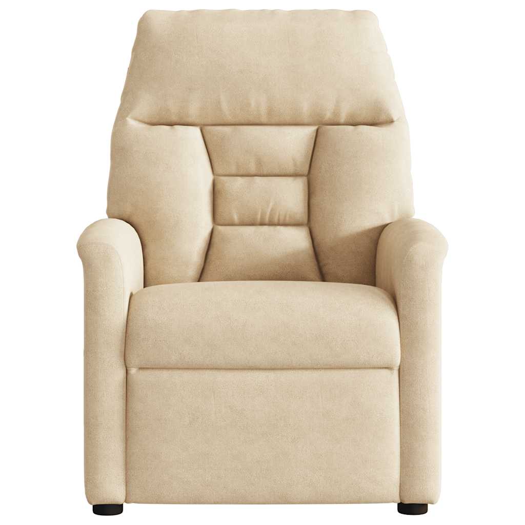 Recliner Chair with Lift Assist Electric Cream Microfiber Fabric