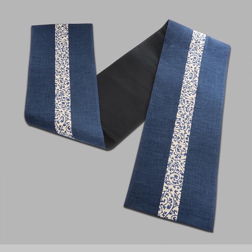 Yamashita Koge Runner Cloth, Celebration Arabesque Pattern, Navy, 100% Cotton, Made In Japan, Table Runner